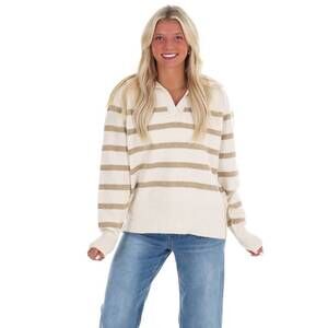 NEW IN FEBRUARY cozy current stripe sweater in cream/beige